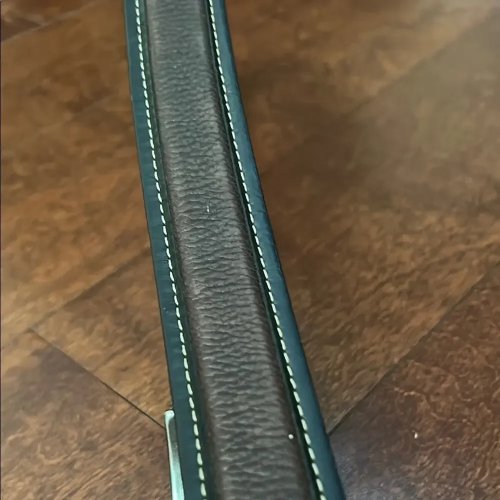 Cole Haan Men’s Two Tone Leather Belt  With Contrast Stitching, Silver Hardware